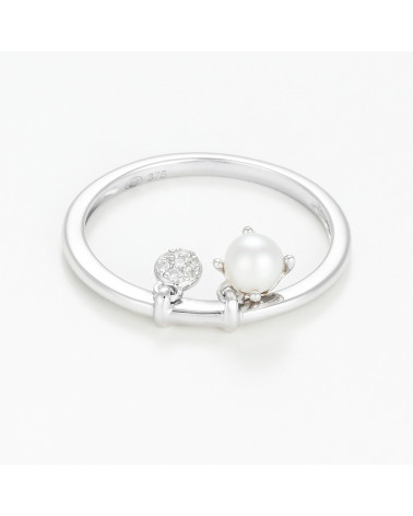 Bague Or Blanc 375/1000 "Dazzling pearl"