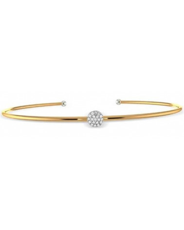 Bracelet Or Blanc 375/1000 "Round Bangle" Diamants 0,11ct/39