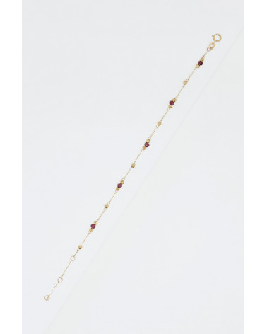 Bracelet Or Jaune 375/1000 "Perles de pierre" Grenat Rhodolite 1,10/5