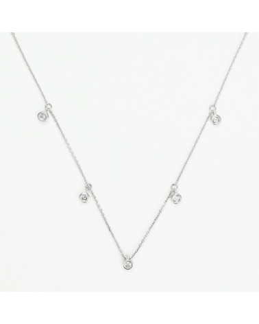 Collier Or Blanc 375/1000  "Aurélia" Diamant 0,08/5